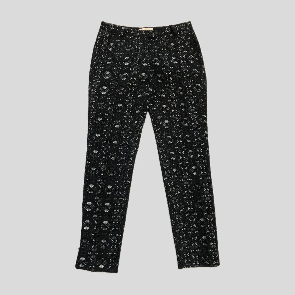 Maje Black Silver Brocade Geometric Going Out Trousers Pants Womens 36